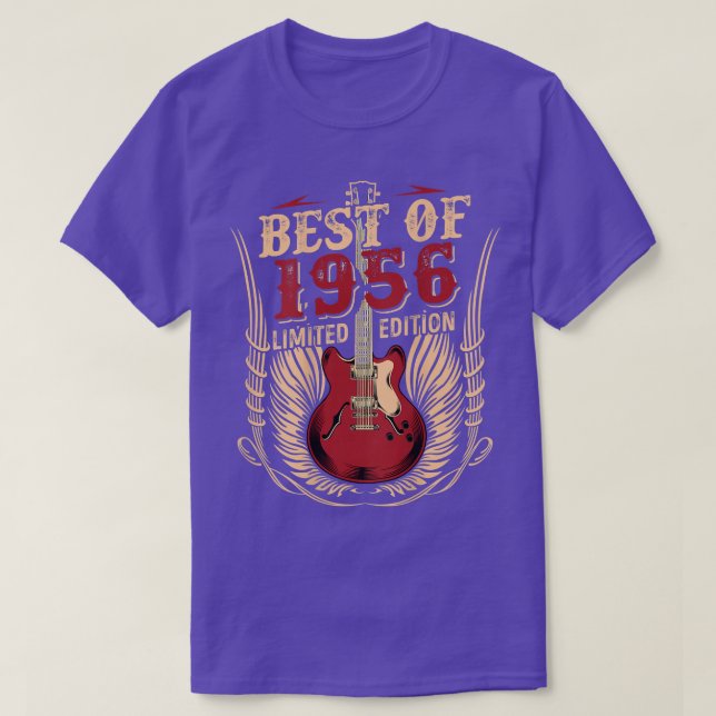 Camiseta 66 Years Old Birthday Guitar Best Of 1956 Limited  (Diseño del anverso)