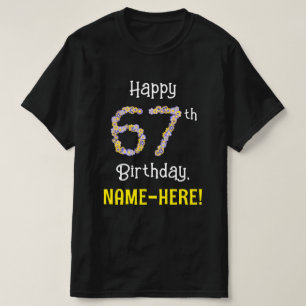 Camiseta 67º cumpleaños: Flores florales número "67" + nomb