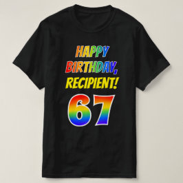 Camiseta 67º cumpleaños — Negrita, diversión, arcoiris 67, 