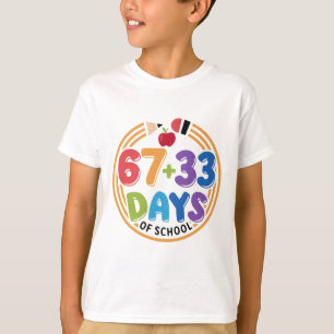 Camiseta 67 + 33 Días de Escuela Diversión Colorida Aula.