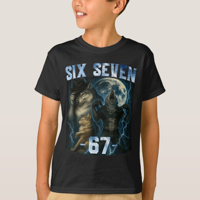 Camiseta 67 Alpha Wolf Meme Funny Graphic Tee Six Seven Hum (Anverso)