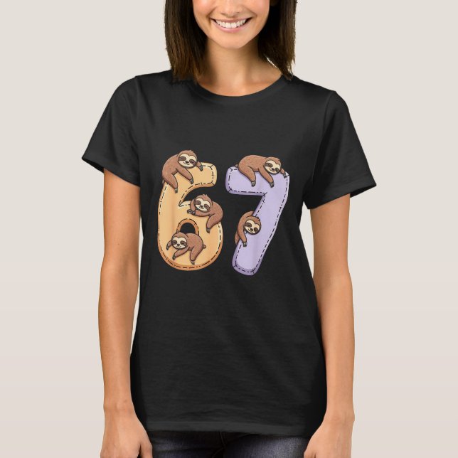 Camiseta 67 Animals Funny 67 Brainrot Youth Kids Sloth 67  (Anverso)