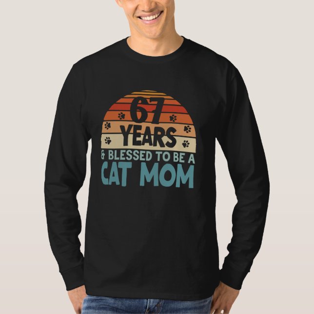 Camiseta ¡67 años y bendecido por ser una madre gata! 67 Añ (Anverso)
