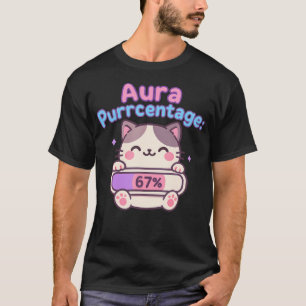 Camiseta 67 Aura de Gato Divertido Energía en Seis Siete Me