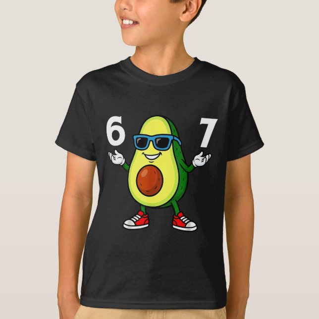 Camiseta 67 Avocado 6 7 Funny Cool Six Seven Meme Cartoon B (Anverso)