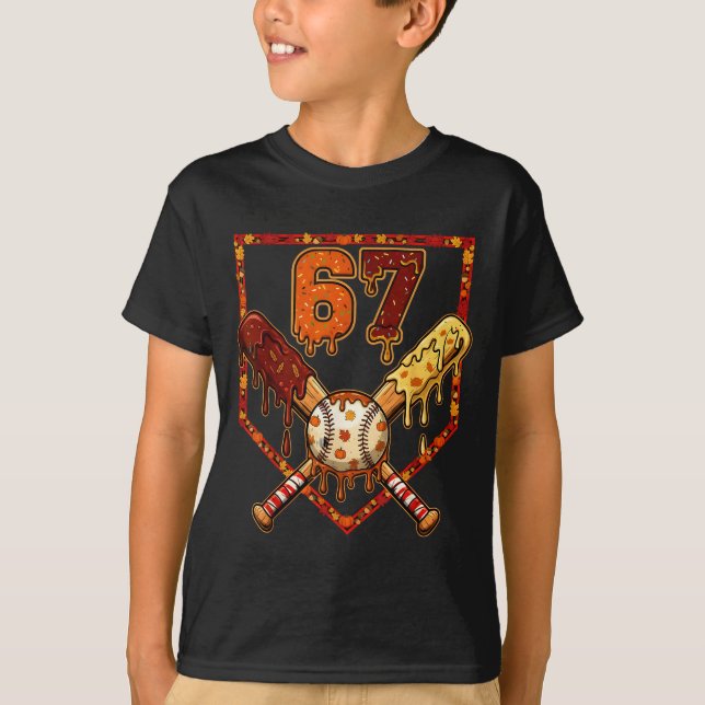 Camiseta 67 Baseball Drip Thanksgiving Six Seven Boys Teens (Anverso)