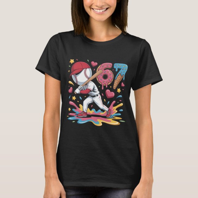 Camiseta 67 Baseball Meme Sweet Drip Art Donut and Ice Crea (Anverso)
