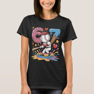 Camiseta 67 Baseball Meme Sweet Drip Art Donut and Ice Crea