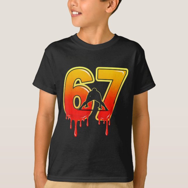 Camiseta 67 Brainrot Youth Wrestling Drip - Funny Kids 67  (Anverso)