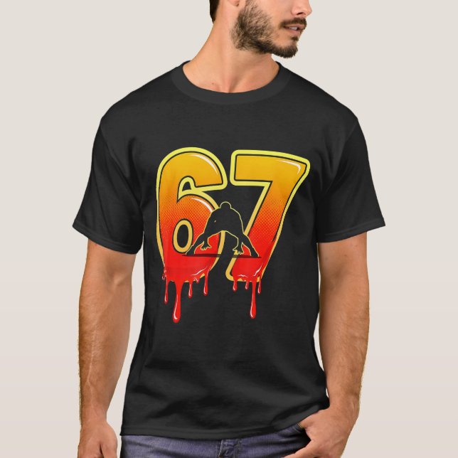 Camiseta 67 Brainrot Youth Wrestling Drip - Funny Kids 67  (Anverso)