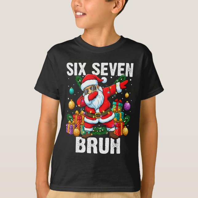 Camiseta 67 Bruh Christmas Cool Dabbing Santa Six Seven Mem (Anverso)