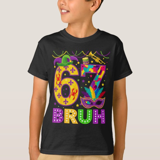 Camiseta 67 Bruh Mardi Gras Funny Carnival 67 Meme Gen Alph (Anverso)