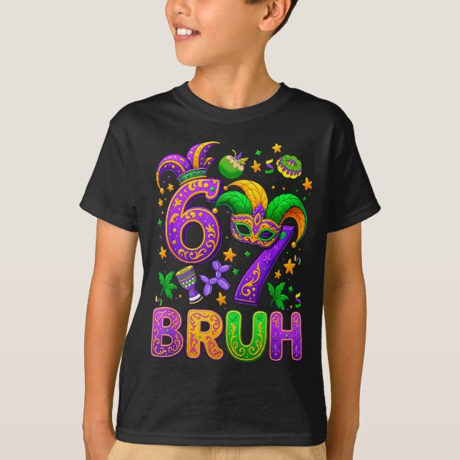Camiseta 67 Bruh Mardi Gras Jester Mask New Orleans  (Anverso)