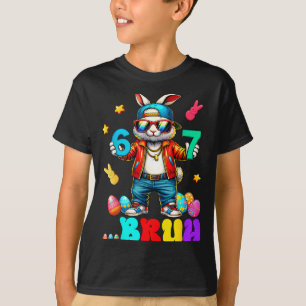 Camiseta 67 Bruh Seis Siete Funny Bunny Huevos Conejo Feliz