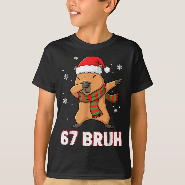 Camiseta 67 Bruh Six Seven Meme Capybara Christmas Kids Boy (Anverso)