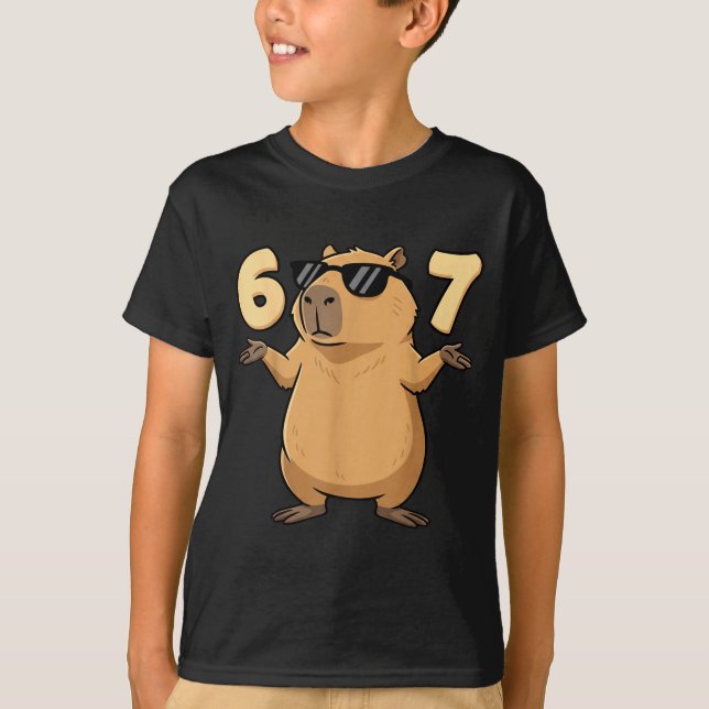 Camiseta 67 Capybara Meme 6 7 Aesthetic For Kids Young Adul (Anverso)
