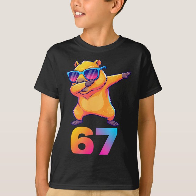 Camiseta 67 Capybara Six Seven Meme Animal Cool Capybara Da (Anverso)