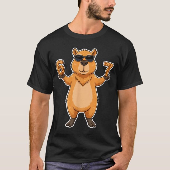 Camiseta 67 Capybara Sungles Gen Alpha Slang Funny Six Seve (Anverso)