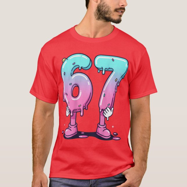 Camiseta 67 Cartoon Number Poster For Birthday Celebration  (Anverso)