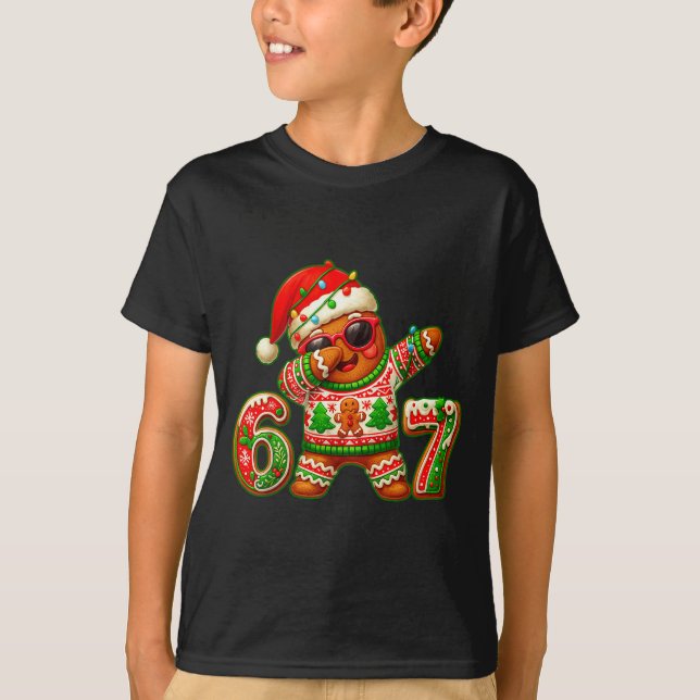 Camiseta 67 Christmas 6 7 Meme Gingerbread Man Xmas Pajamas (Anverso)
