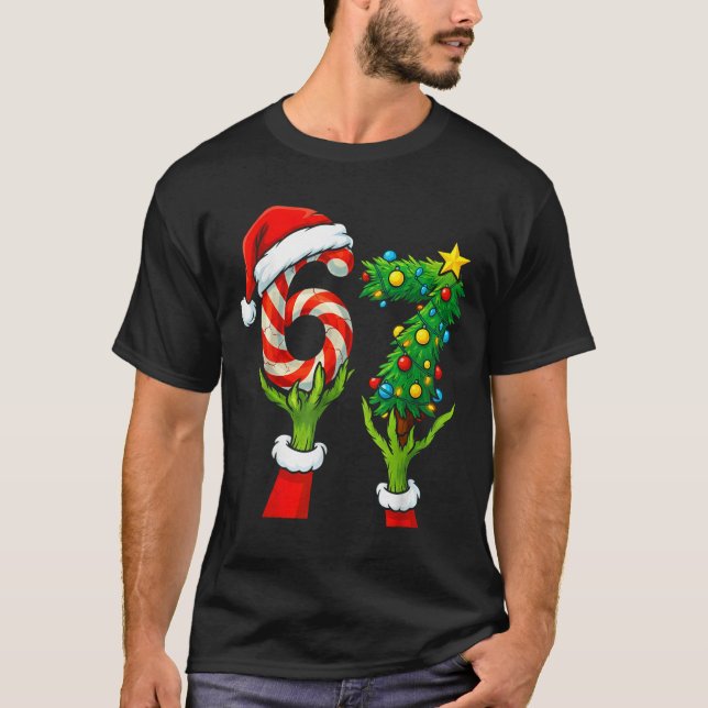 Camiseta 67 Christmas 6 7 Meme Hands Holiday Gen Alpha For  (Anverso)