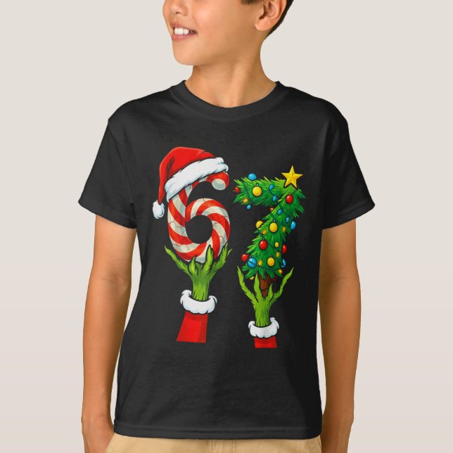 Camiseta 67 Christmas 6 7 Meme Hands Holiday Gen Alpha For  (Anverso)