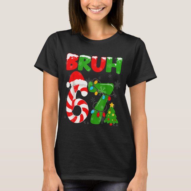 Camiseta 67 Christmas 6 7 Meme Pajamas 67 Bruh Slang  (Anverso)