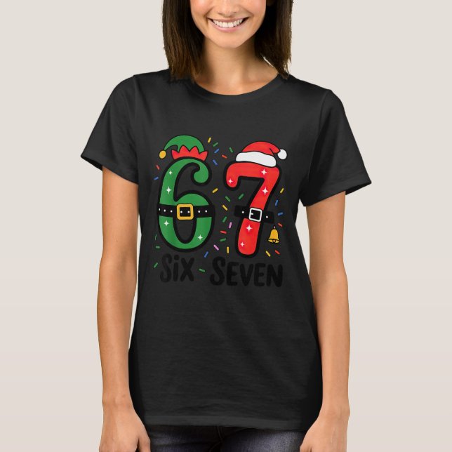 Camiseta 67 Christmas 6 7 Meme Six Seven Xmas  (Anverso)