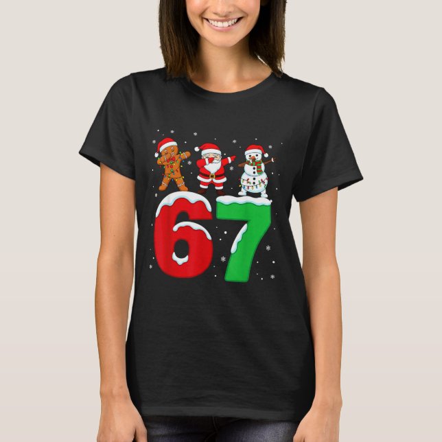 Camiseta 67 Christmas Dabbing Santa Snowman Funny Six Seven (Anverso)