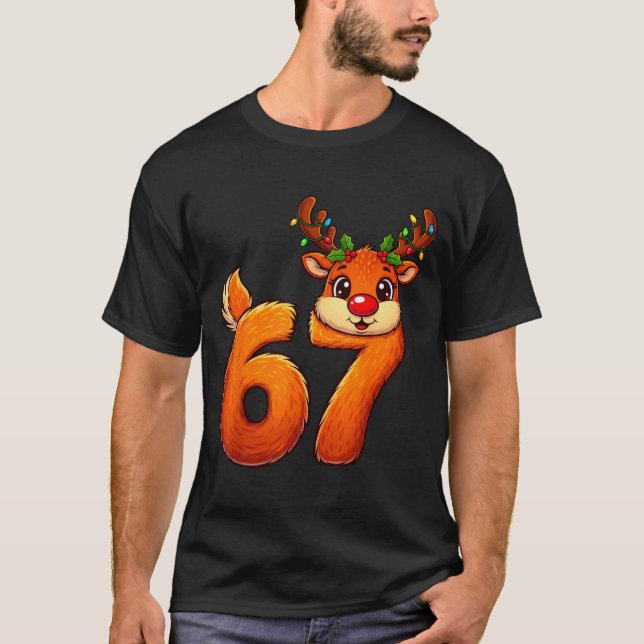 Camiseta 67 Christmas Funny Reindeer Bruh Meme Pajamas Wome (Anverso)