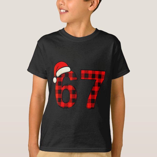 Camiseta 67 Christmas Funny Six Seven Meme Brainrot Plaid S (Anverso)