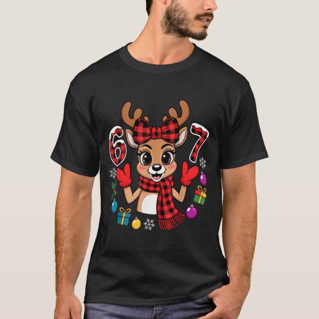 Camiseta 67 Christmas Outfit Women Meme Reindeer Six Seven  (Anverso)