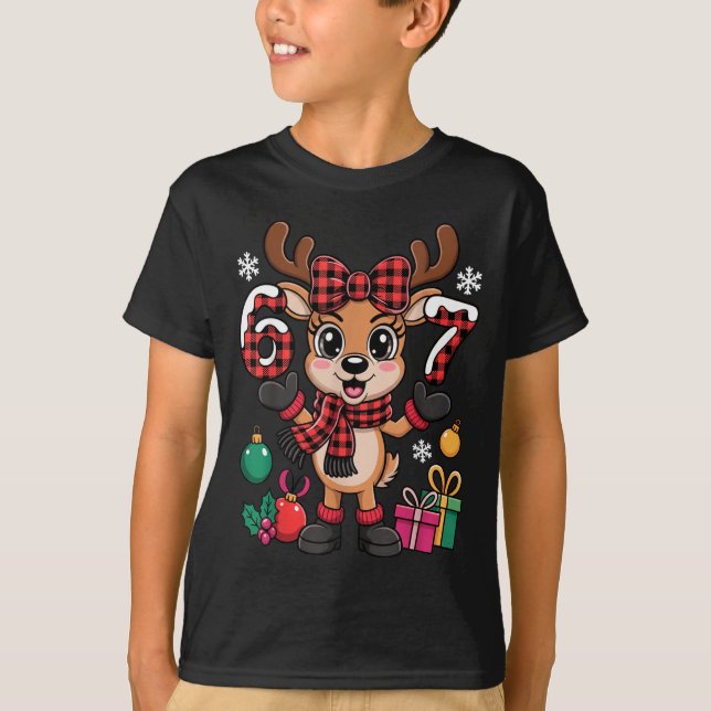 Camiseta 67 Christmas Outfit Women Meme Reindeer Six Seven  (Anverso)