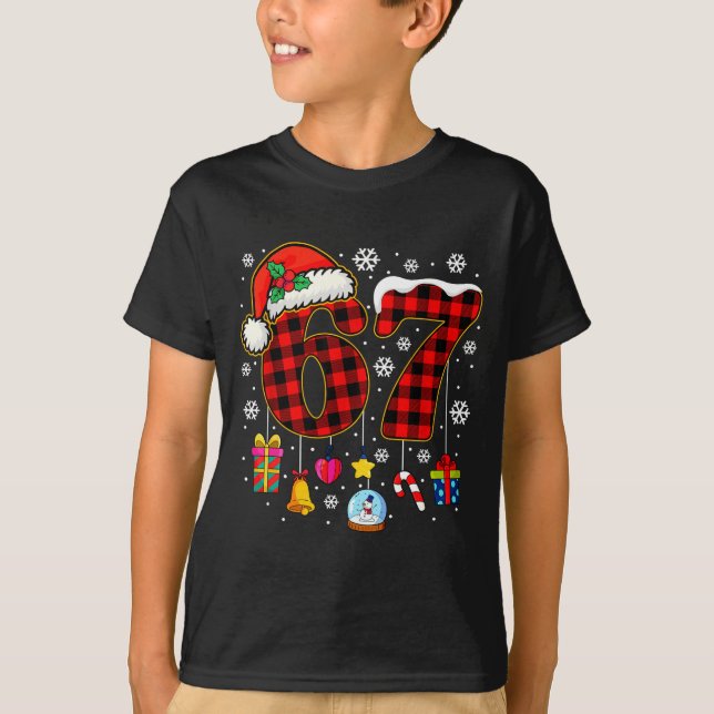 Camiseta 67 Christmas Red Plaid 6 7 Six Seven Boys Christma (Anverso)