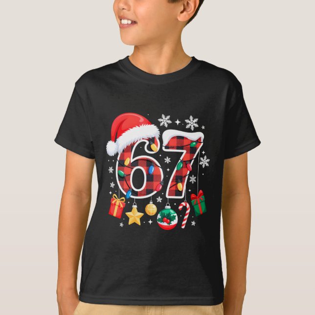 Camiseta 67 Christmas Red Plaid 6 7 Six Seven Boys Christma (Anverso)