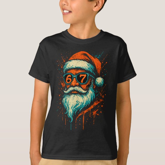 Camiseta 67 Christmas Santa Face 6 7 Meme Six Seven Teen Bo (Anverso)