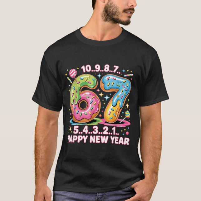 Camiseta 67 Countdown Happy New Year 2026 Funny Donut Numbe (Anverso)