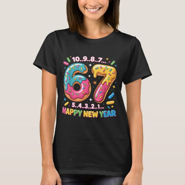 Camiseta 67 Countdown Happy New Year 2026 Funny Donut Numbe (Anverso)