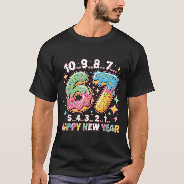 Camiseta 67 Countdown Happy New Year 2026 Funny Donut Numbe (Anverso)