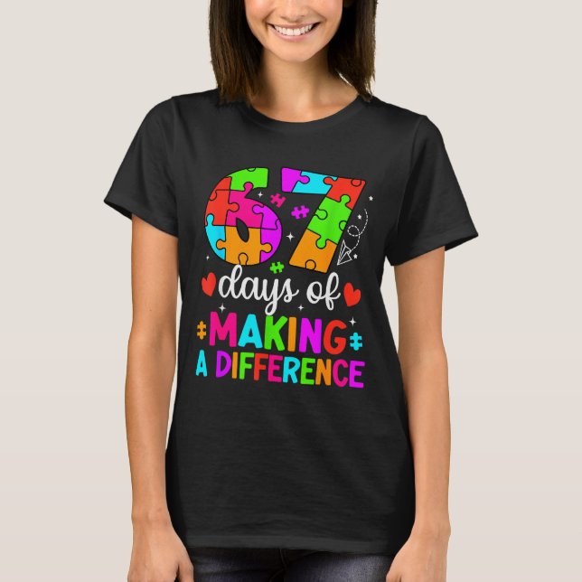 Camiseta 67 Days Of Making A Difference Funny Teacher Stude (Anverso)