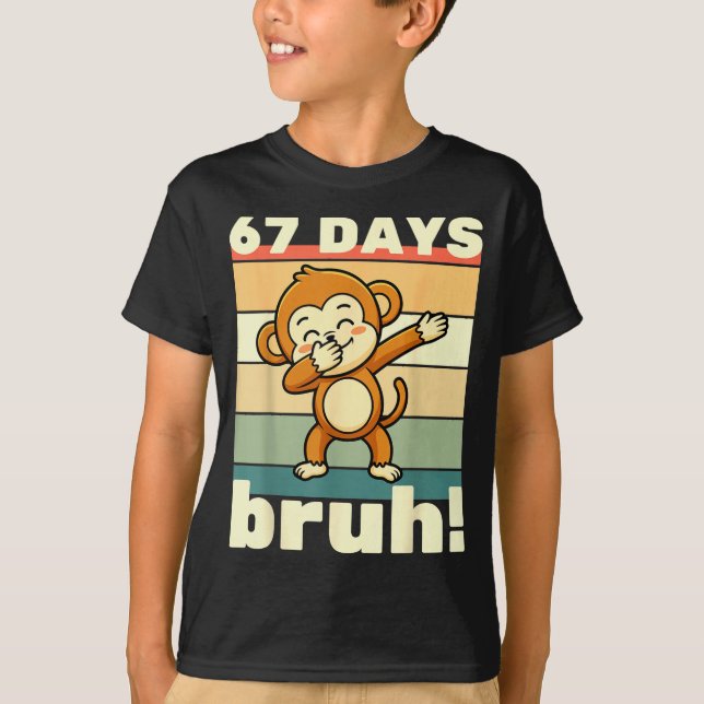 Camiseta 67 Days Of School Bruh Funny Meme Boys Kids Dabbin (Anverso)