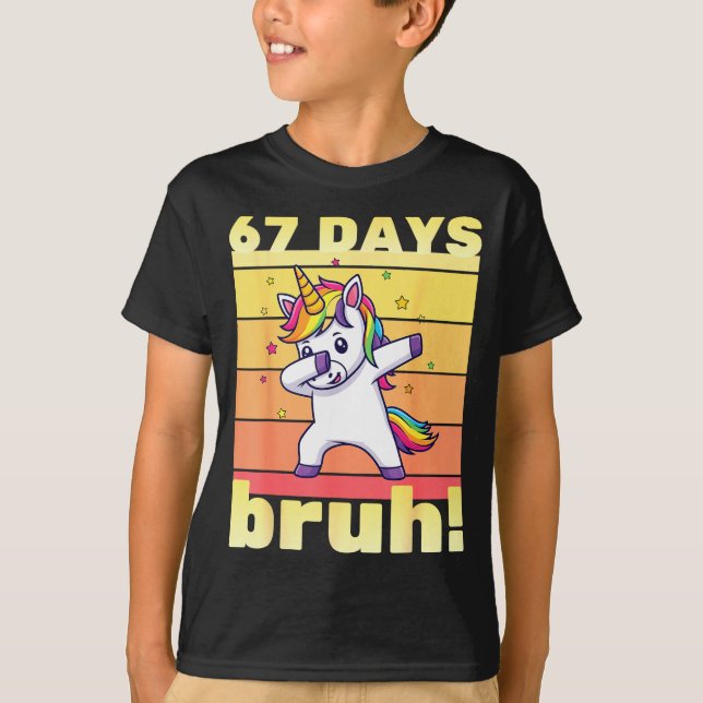 Camiseta 67 Days Of School Bruh Funny Teacher Kids Dabbing  (Anverso)