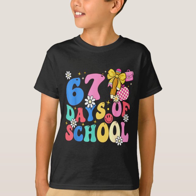 Camiseta 67 Days Of School Coquette Bow Students Teachers 1 (Anverso)
