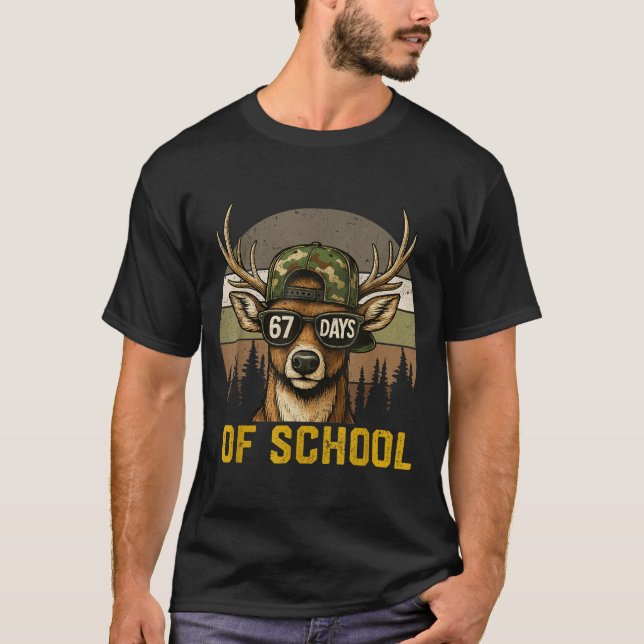 Camiseta 67 Days Of School Deer Hunting Boy Camo Boy Girl T (Anverso)
