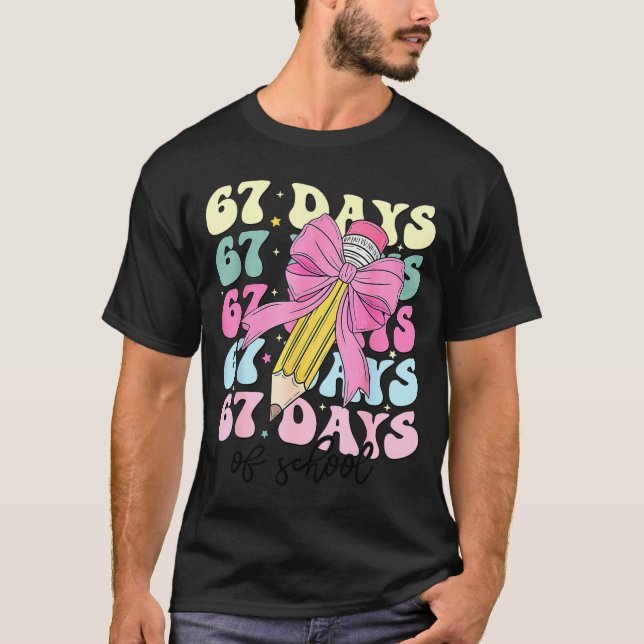Camiseta 67 Days Of School Girls Coquette Bow 67th Day Of S (Anverso)