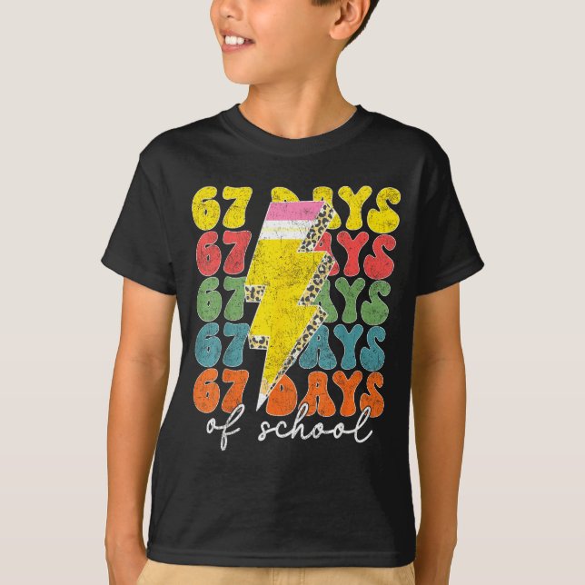 Camiseta 67 Days Of School Lightning Bolt Pencil Teachers S (Anverso)