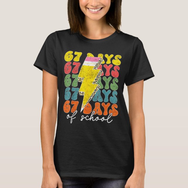 Camiseta 67 Days Of School Lightning Bolt Pencil Teachers S (Anverso)