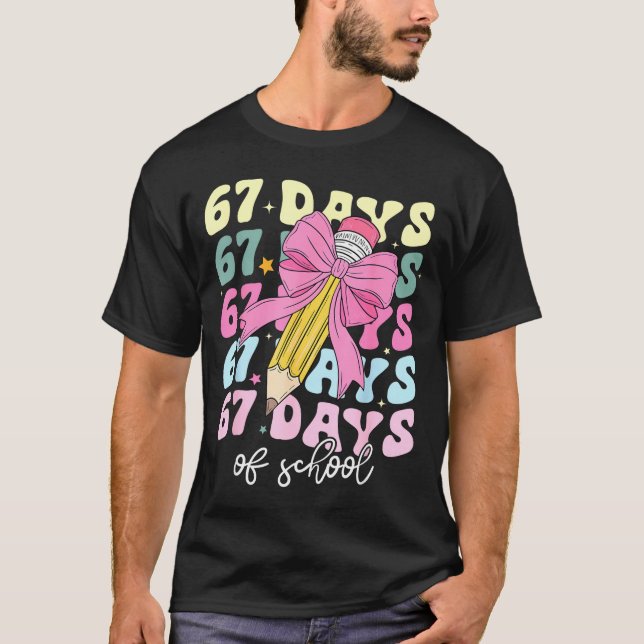 Camiseta 67 Days Of School Pencil Coquette Bow 67th Day Of  (Anverso)