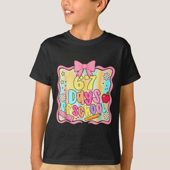 Camiseta 67 Days Of School Preppy 67th Day Of School Teache (Anverso)
