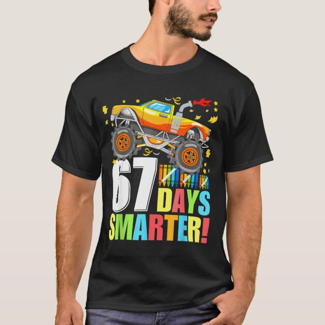 Camiseta 67 Days Of School Smarter Funny Six Seven Monster  (Anverso)